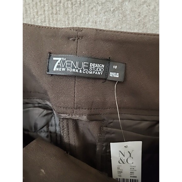 New York & Co 7th Avenue Barely Bootcut Dress Pants Womens 10 Brown Modern NEW - Picture 7 of 9